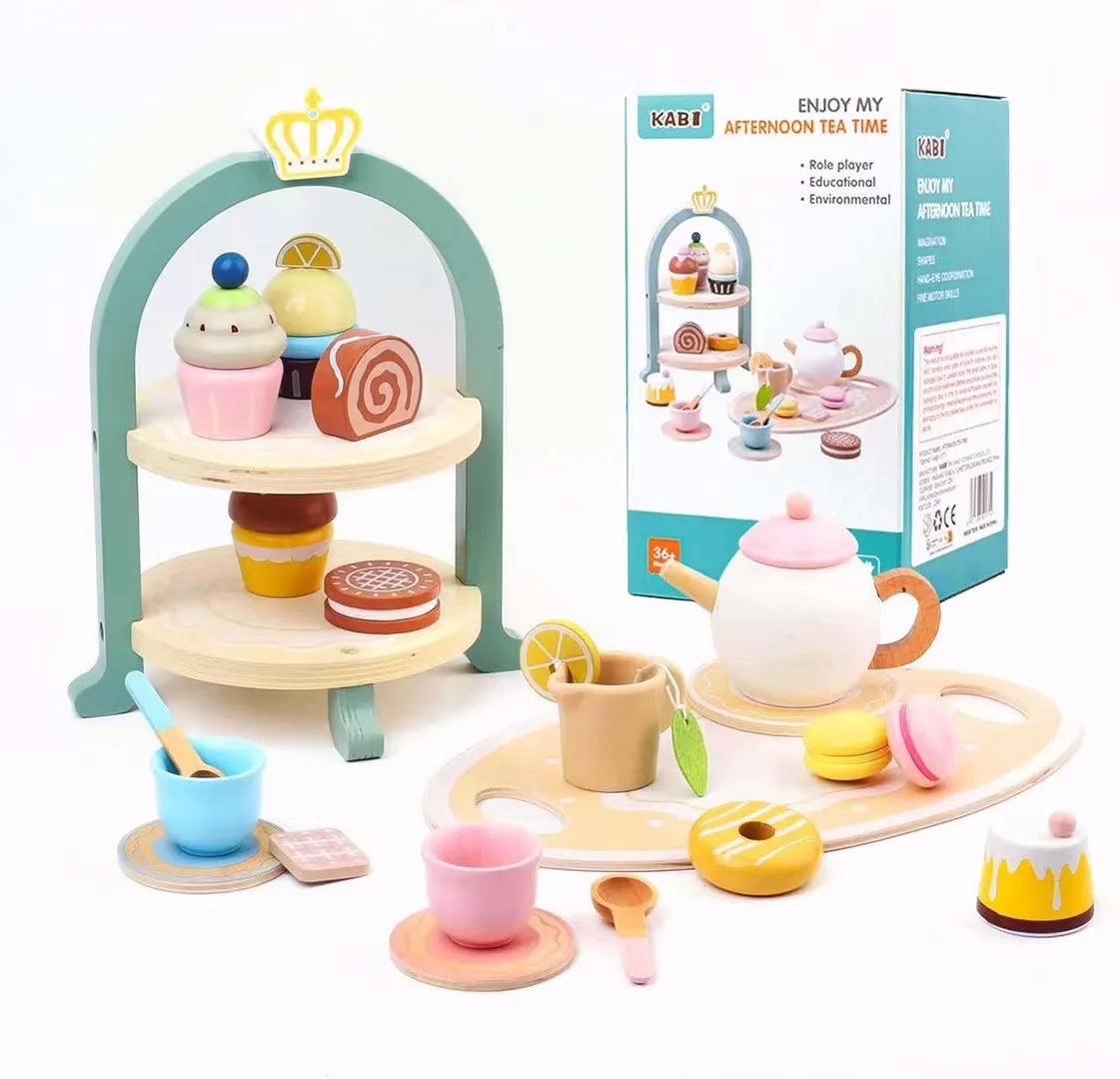 Wooden Afternoon Tea Set with deserts