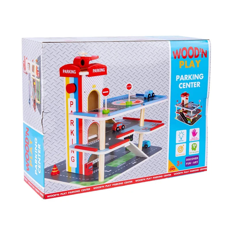 Wooden Parking Lot Playset