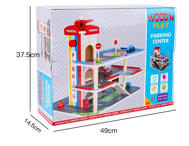 Wooden Parking Lot Playset