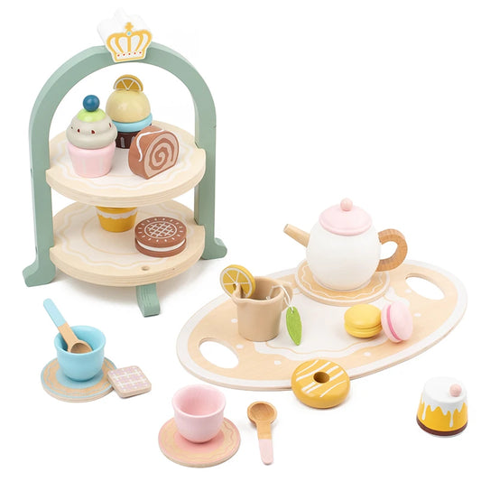 Wooden Afternoon Tea Set with deserts