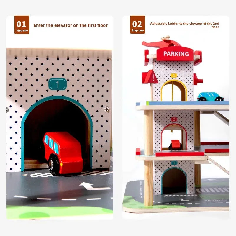 Wooden Parking Lot Playset